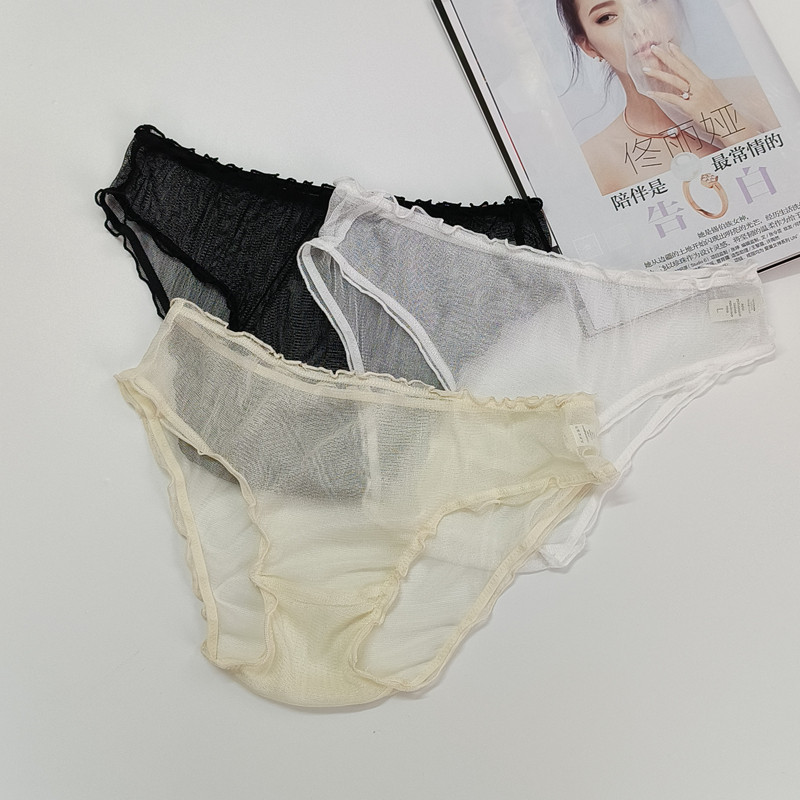 女新日系真丝网纱超薄纯欲内裤