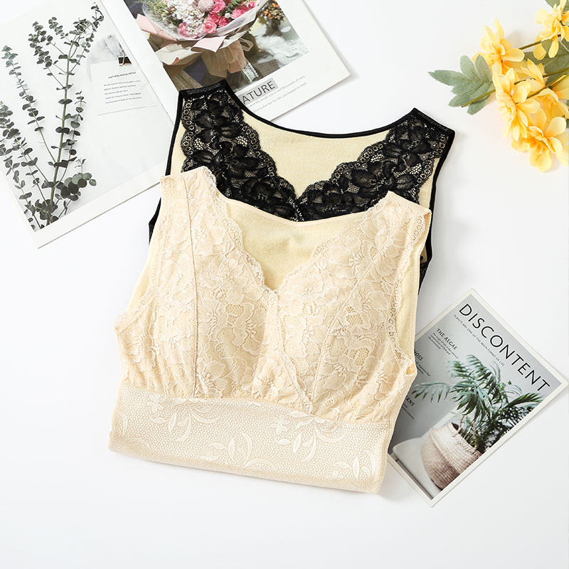 真丝拉绒贴身保暖无袖背心文胸