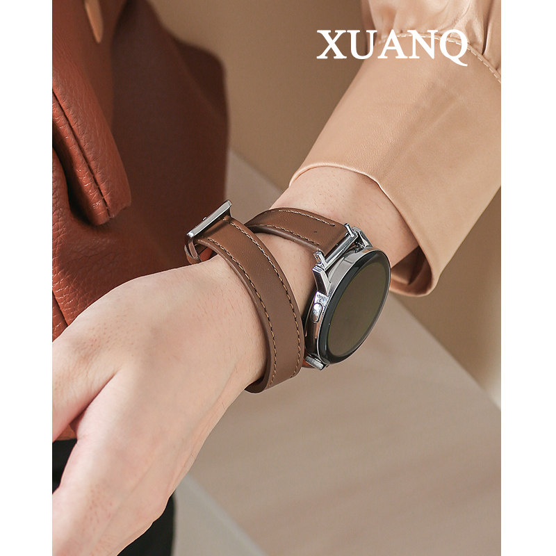 萱芊适用于华为GT6双圈皮小香风华为手表GT5GT4表带watch4/3pro女款GT3/2pro手表带FIT3/2荣耀4pro新款皮表带,智能设备,智能手表手环表带/腕带,淘宝优惠券,粉丝福利购,淘宝优惠卷