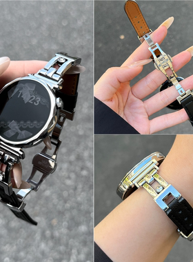 萱芊适用于GT6新款watch华为手表GT5pro女士通用GT4金属皮表带3智能GT2华为fit4手表表带fit3荣耀手环9白色5