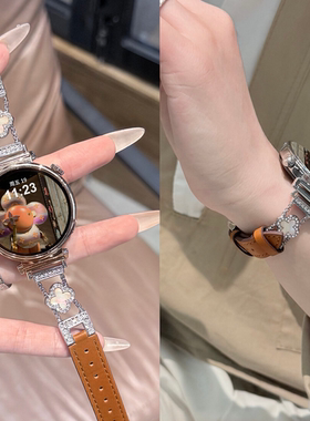 【四叶草】适用华为GT6表带手表GT5新款watch5智能Pro金属拼皮GT4小众GT3女款GT2秋冬创意高级感41mm原装官方