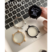 萱芊适用于TPU手表保护壳带膜电镀色华为手表GT5GT4GT3watch3女款 GT2手表壳新款 女士智能银黑金透14246mm