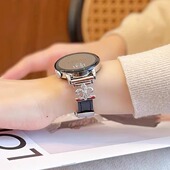 皮质表带适用GT6新款 萱芊 鸢尾花拼皮 华为GT5表带watch5pro女4智能2荣耀专用运动gt4fit4pro通用小香风