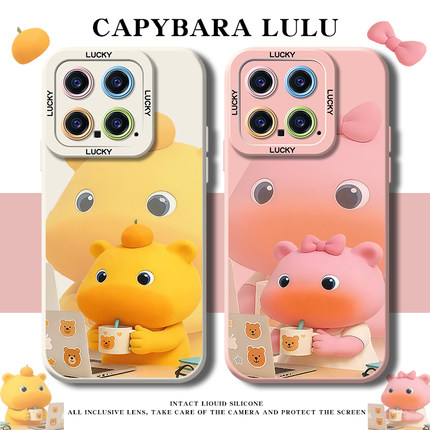 lulu水豚噜噜手机壳适用小米17promax情侣15pro红米k80可爱note14卡通70一对13高级感60新款12硅胶50小众40套