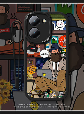 工作插画适用vivoy31s手机壳y35新款y3欧美y78小羊皮y100套y77潮牌y76s防摔y53s高级感y33s高级y55s男y7sy77e