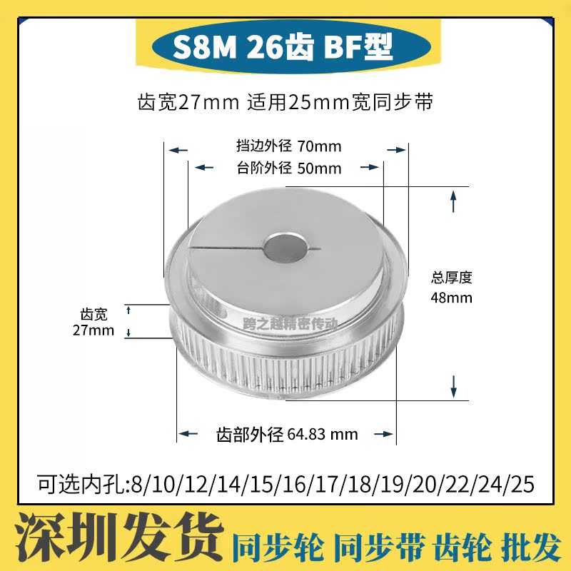 HTCPA/EDA01S8M26齿槽宽27BF型带台阶夹紧型夹持抱紧内孔12-25mm