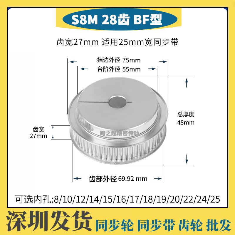 HTCPA/EDA01S8M28齿槽宽27BF型带台阶夹紧型夹持抱紧内孔12-25mm