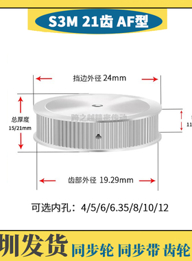 HTPS不锈钢S3M21齿槽宽11/17 SUS304两面平AF型同步轮 内孔4-12mm
