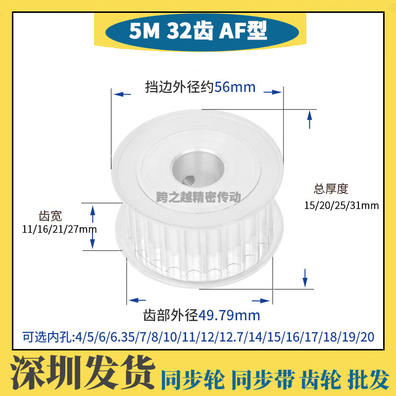 EBF/HTD/HTPA 5M32齿/T槽宽11/16/21/27AF型两面平同步轮内孔5-30