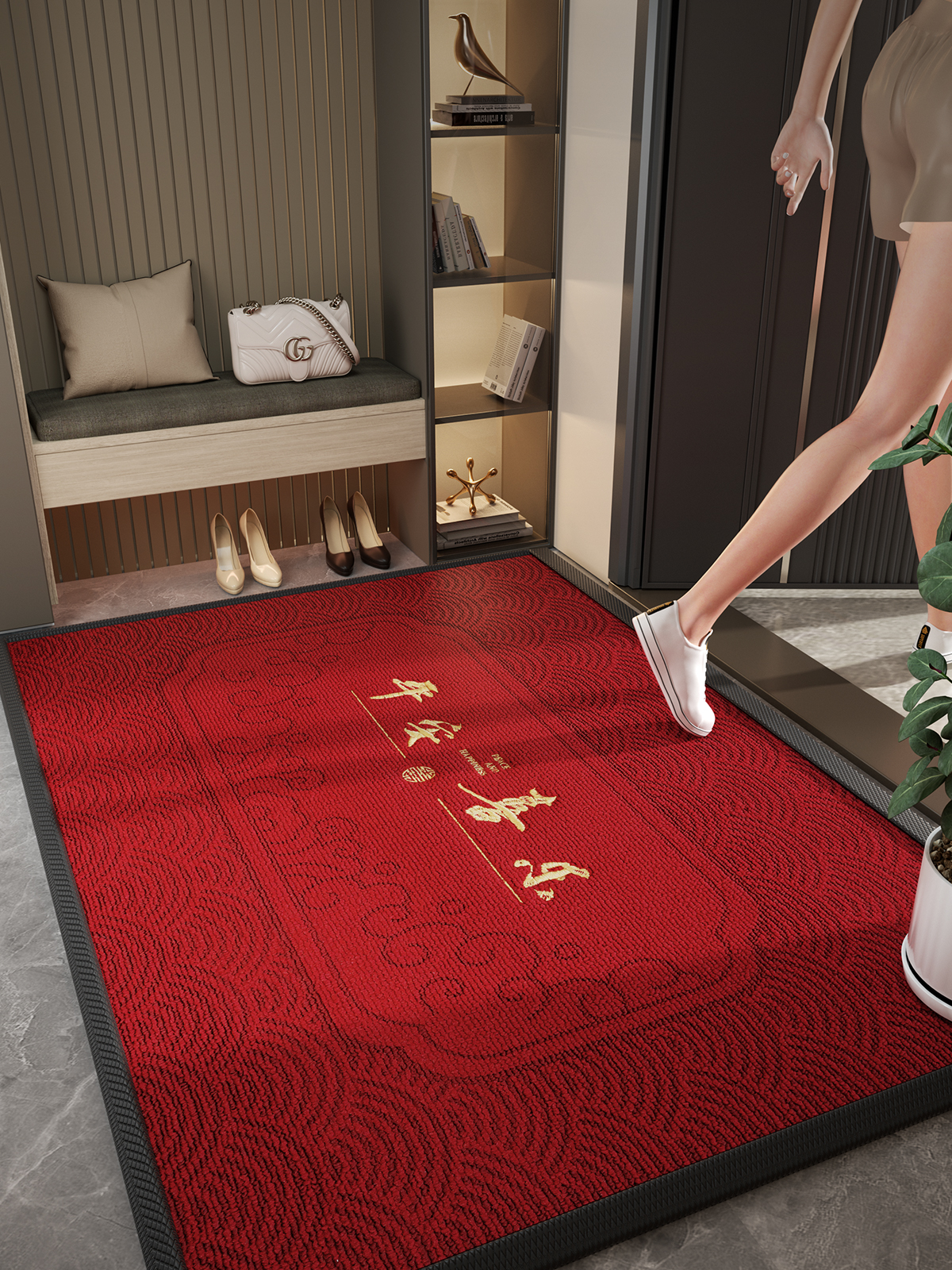2025新款入户地垫喜庆门口脚垫耐脏高级地毯耐磨防滑免洗家用玄关