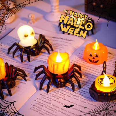 万圣节装饰品蜘蛛骷髅头灯南瓜头灯商场布置派对活动拍照打卡道具