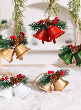 圣诞节装饰品圣诞树双铃铛挂饰圣诞树挂件店铺门口装饰布置小道具