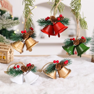 圣诞节装饰品圣诞树双铃铛挂饰圣诞树挂件店铺门口装饰布置小道具