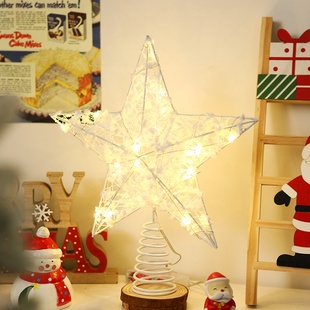 圣诞树顶星发光挂件饰五角星圣诞节装饰品氛围灯场景布置拍照道具