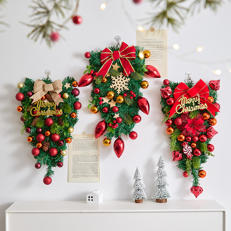 圣诞节装饰圣诞蝴蝶结花环挂件节日活动室内装饰布置拍照打卡道具