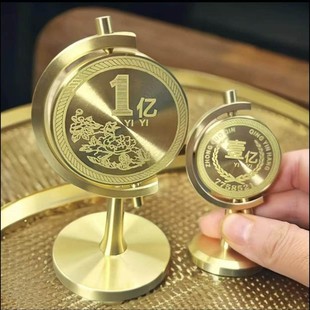 黄铜实心一个亿摆件解压旋转客厅车载办公桌面时来运转创意工艺礼