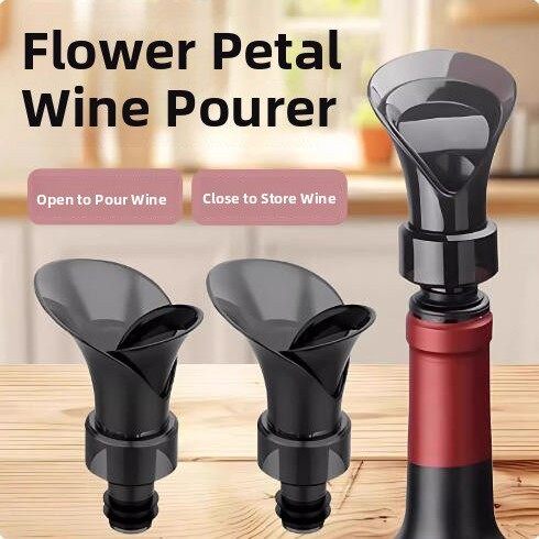 花瓣型红酒瓶塞倒酒器通用葡萄酒瓶酒嘴存酒密封lx