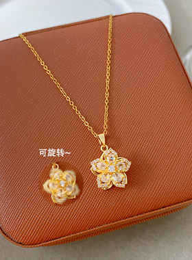 2026新款轻奢可旋转紫荆花朵项链