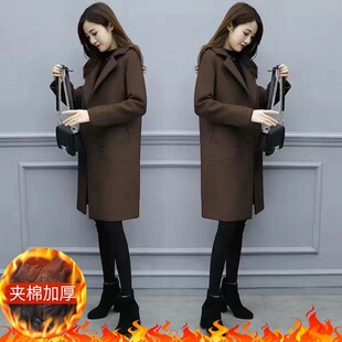 新款呢外套秋冬季新款大码外套女装中长款韩版宽松呢子女士大衣设