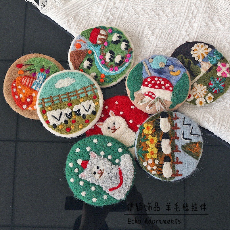 尼泊尔手工羊毛毡可爱蘑