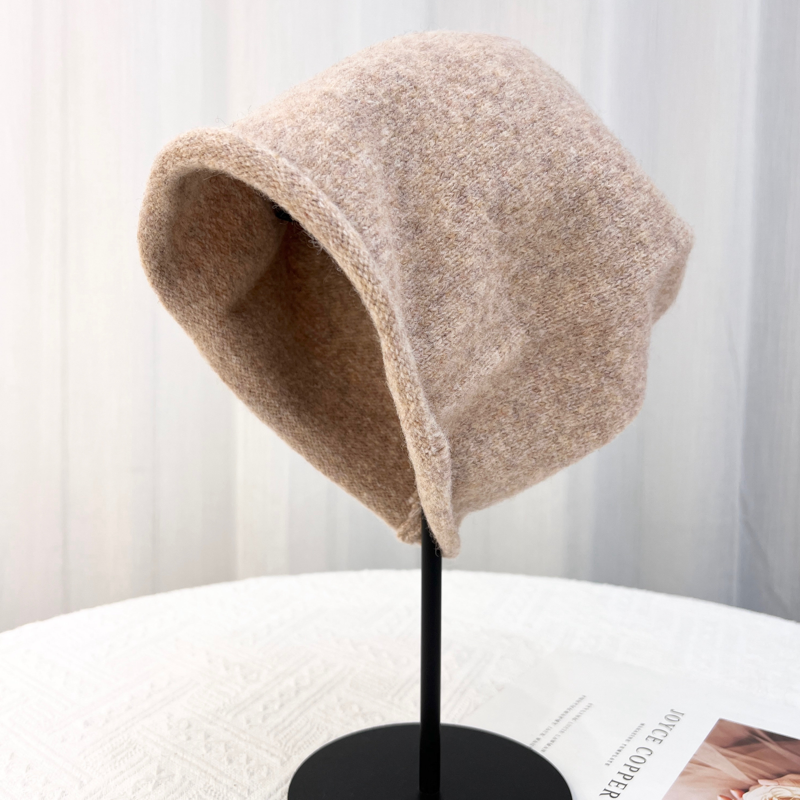 日系时尚堆堆帽子女秋冬柔软保暖套大头围毛线帽百搭针织帽包头帽