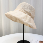 出口日本轻薄刺绣渔夫帽女2026春夏新款 遮阳防晒帽大檐显脸小布帽