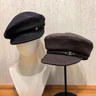 2025新款 报童帽时髦显脸小贝雷帽 磨砂感鸭舌海军帽子女R标秋冬季
