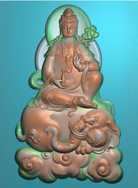 新款普贤菩萨守护神牌子精雕图小精品电脑雕刻图JDP浮雕图stl17