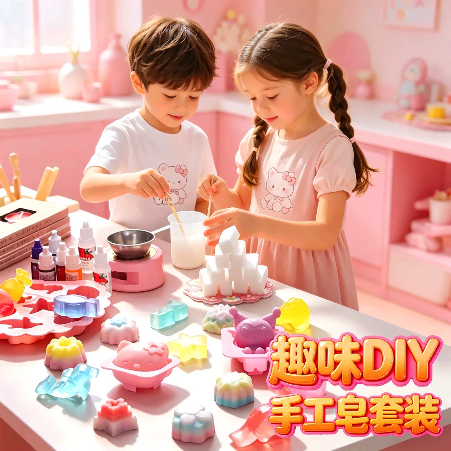 儿童diy手工皂制作材料包女孩自制肥皂香皂摸具套装玩具6六一礼物
