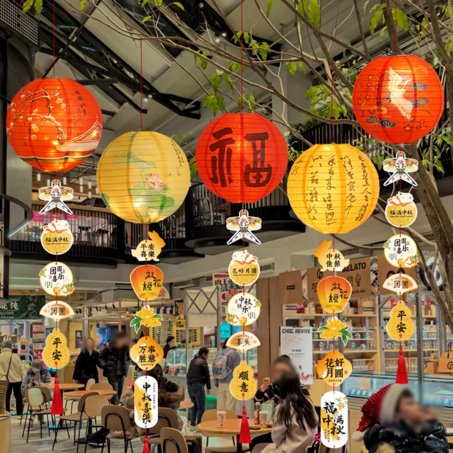 中秋节店铺灯笼吊顶挂件氛图片