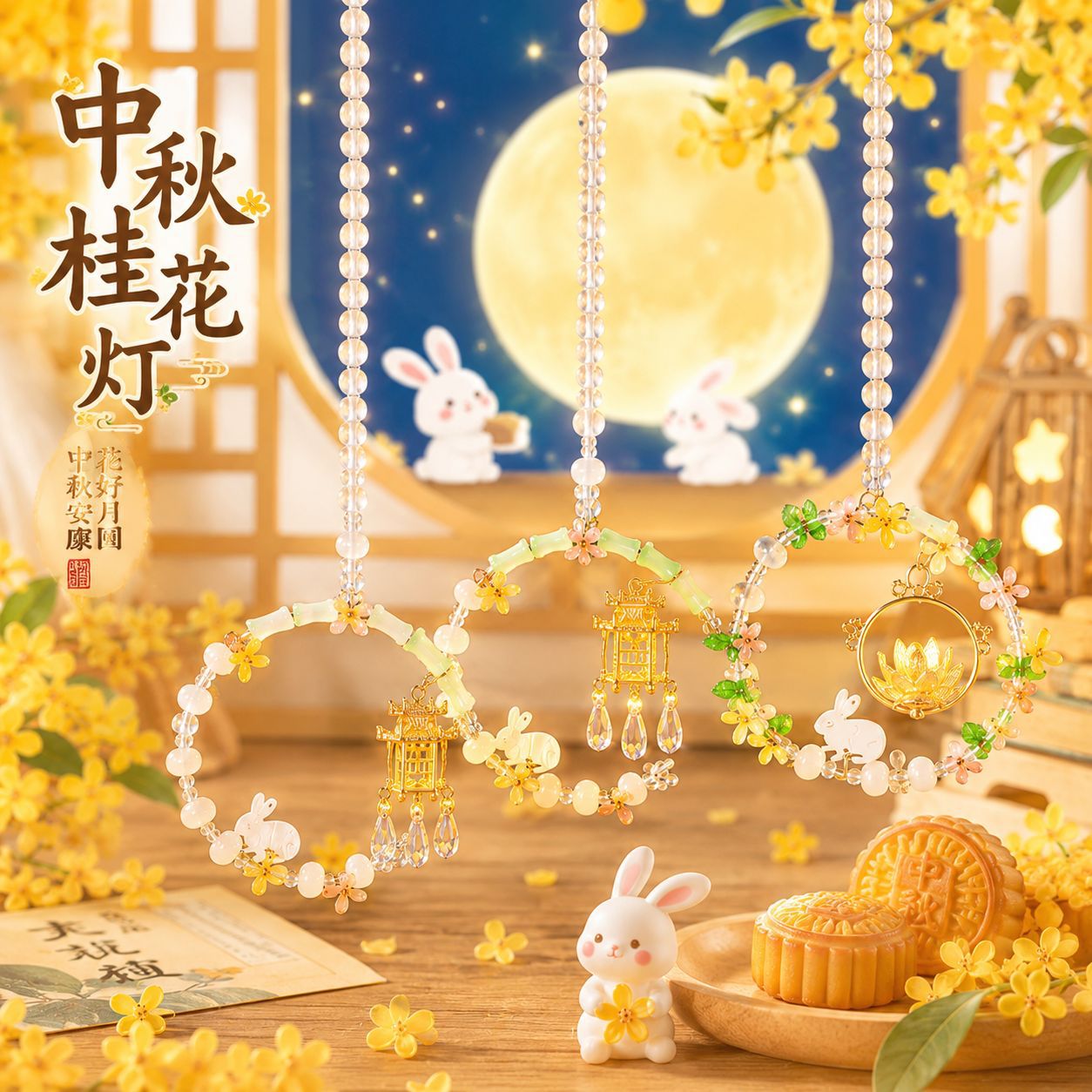 中秋节灯笼手工diy玻璃珠图片