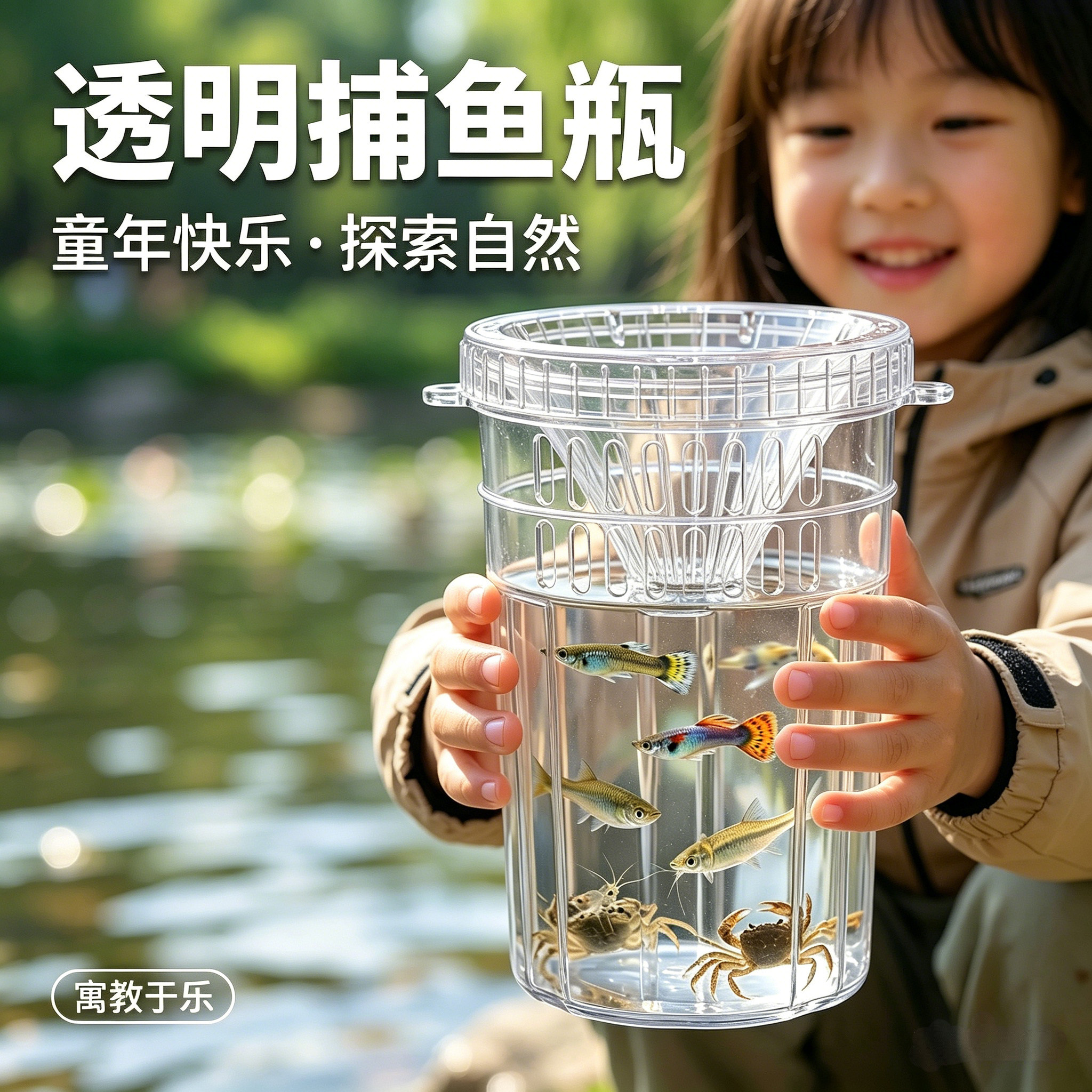 抓鱼瓶儿童户外玩具捕捉鱼神器小孩小朋友河边捞鱼捕小鱼瓶钓鱼
