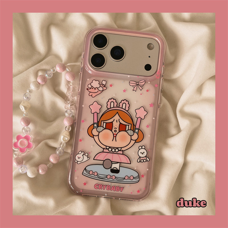 独壳 粉色跳舞哭娃带链条适用苹果17promax手机壳卡通可爱少女iPhone16新款15防摔14pro女款13双层手机套硬壳,3C数码配件,手机保护套/壳,淘宝优惠券,粉丝福利购,淘宝优惠卷