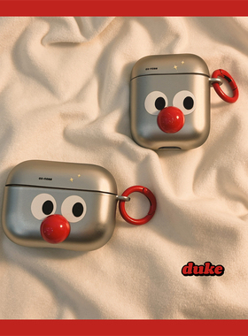 搞怪电镀立体小丑适用airpodspro2代pro3保护套苹果耳机保护壳airpods4无线蓝牙耳机套airpod2个性银色耳机壳