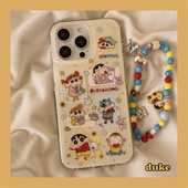 14ProMax防摔13女款 独壳 趣味卡通蜡笔小新照片链条适用苹果16手机壳日韩iPhone15promax新款 双层手机套硬壳