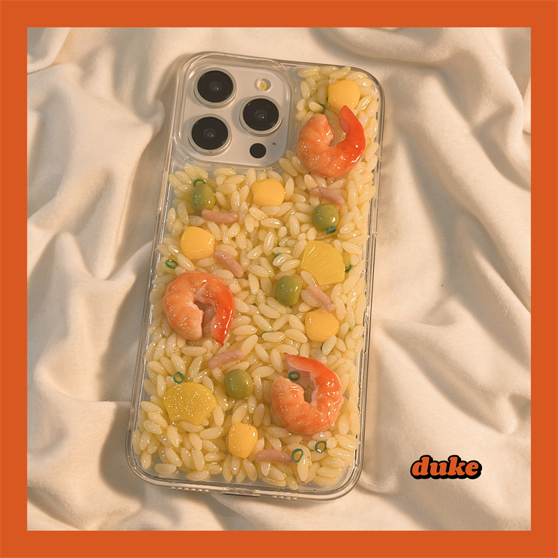苹果手机壳滴胶立体海鲜炒饭防摔