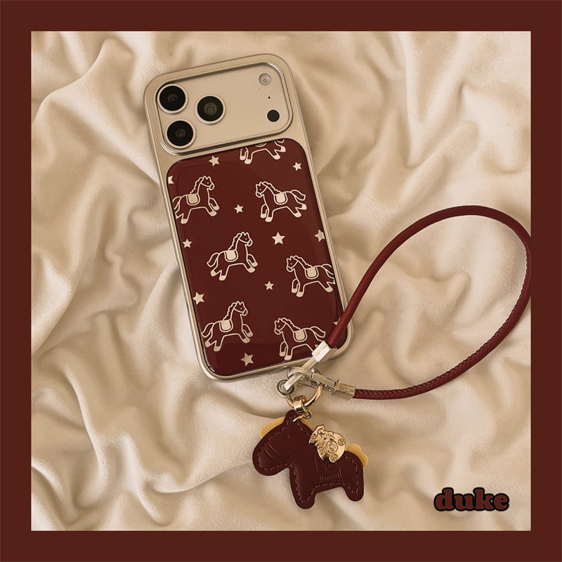 独壳 新年红色星星小马带挂绳适用苹果17promax手机壳银色边框iPhone16新款15防摔14pro女款13过年手机套硬壳,3C数码配件,手机保护套/壳,淘宝优惠券,粉丝福利购,淘宝优惠卷