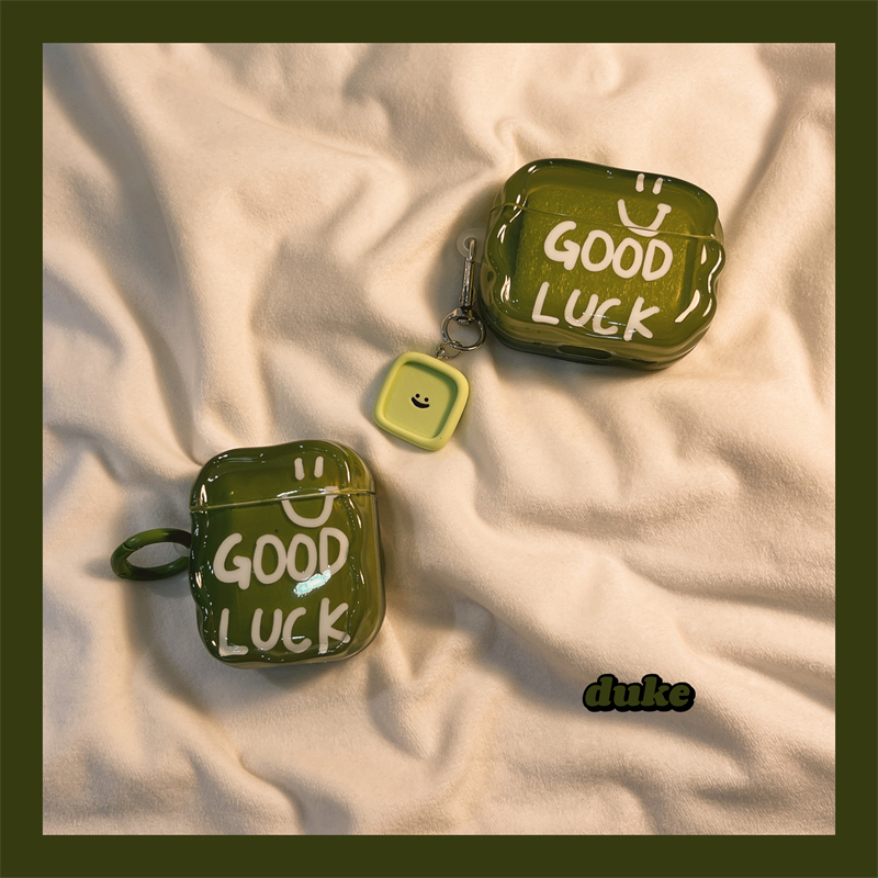 苹果耳机套tpu绿色笑脸防摔