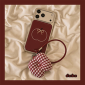 15防摔14pro女款 独壳 ins风韩系涂鸦红苹果带挂绳适用苹果17promax手机壳银色边框iPhone16新款 13手机套硬壳