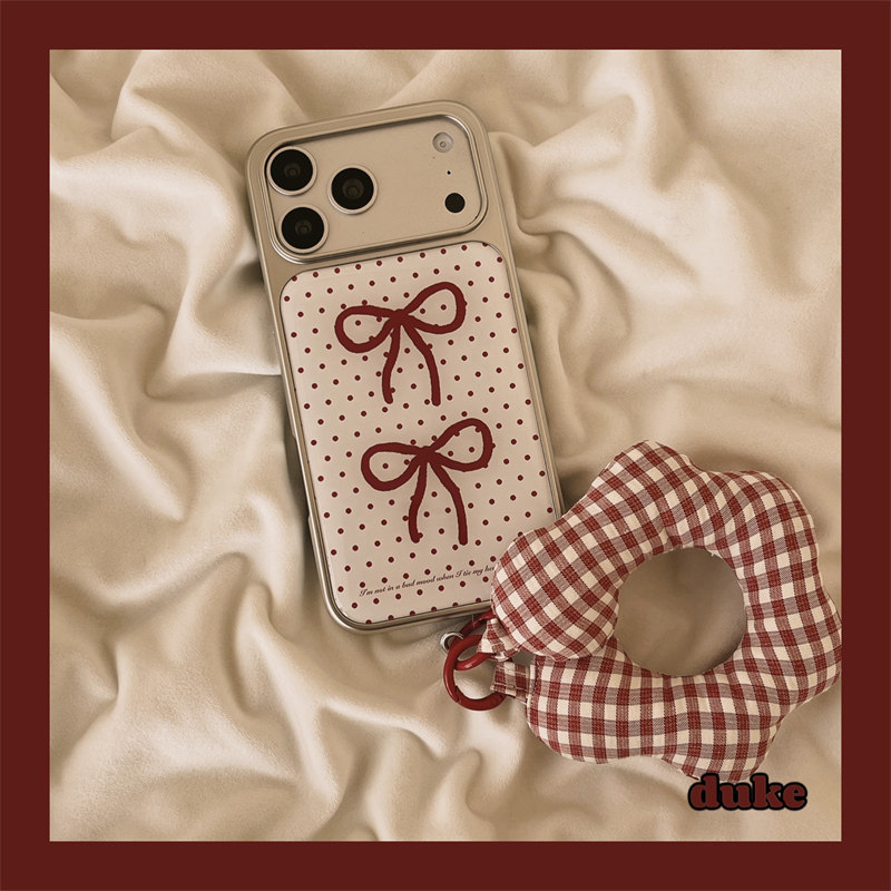 独壳 新年红色波点蝴蝶结手腕带适用苹果17promax手机壳银色边iPhone16新款15防摔14pro女款13简约手机套硬壳,3C数码配件,手机保护套/壳,淘宝优惠券,粉丝福利购,淘宝优惠卷