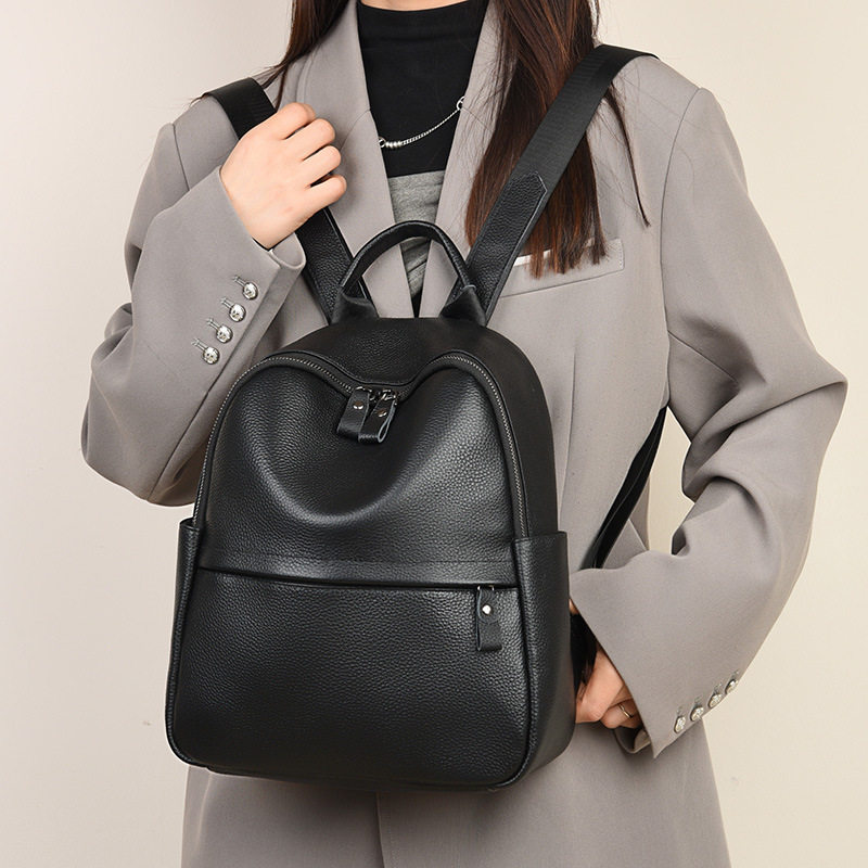 潮牌韩版新款牛皮双肩包女大容量旅行包时尚百搭揹包斜挎轻奢包