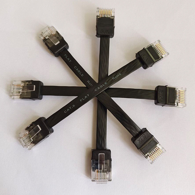 扁平网线黑色纯铜家用千兆6类cat6隐形路由器连接线0.05 0.1 0.2m