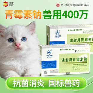 青霉素钠兽用400万单位注射用猪牛羊犬猫产后发烧抗菌消炎药50支