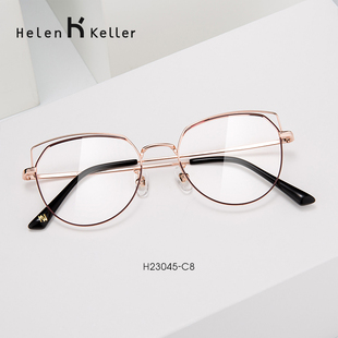 海伦凯勒猫耳软腿高鼻托眼镜框女可配度数防蓝光平光近视镜H23045