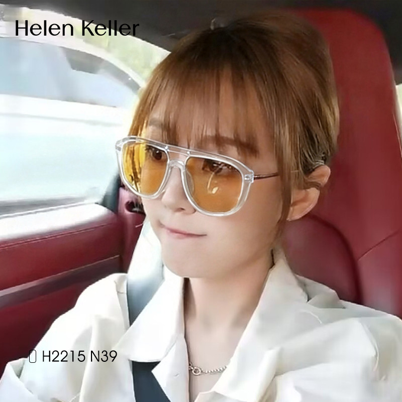 海伦凯勒明星同款双梁太阳眼镜女配近视眼睛带度数偏光开车墨镜男