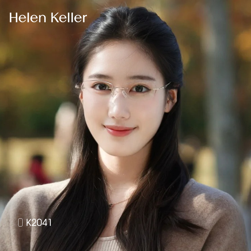 海伦凯勒新款超轻时尚无框近视眼镜女防蓝光轻颜镜可配度数K2041