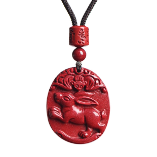 保真朱砂十二生肖吊坠女属马本命年项链男鼠牛龙虎兔蛇羊儿童挂件