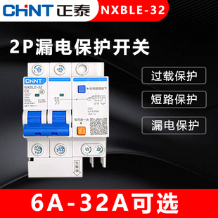 正泰空气开关带漏电保护开关NXBLE-32 2P 6A 10A 16A 20A 25A 32A