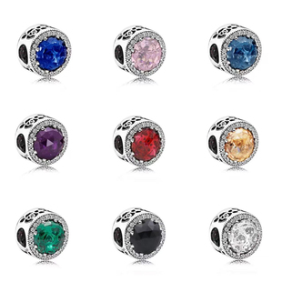 潘家s925纯银手链串珠海洋之心爱心锆石diy配件高档大孔散珠