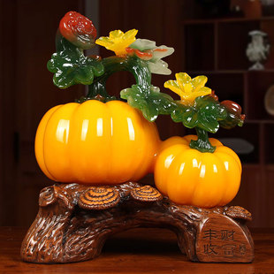 财富丰收南瓜摆件新中式客厅玄关电视柜酒柜装饰品乔迁礼物工艺品